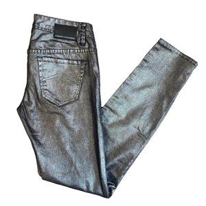 Armani Exchange Pants Womens Size 0 27x30 Sknny Leg Low Rise Stretch Metallic